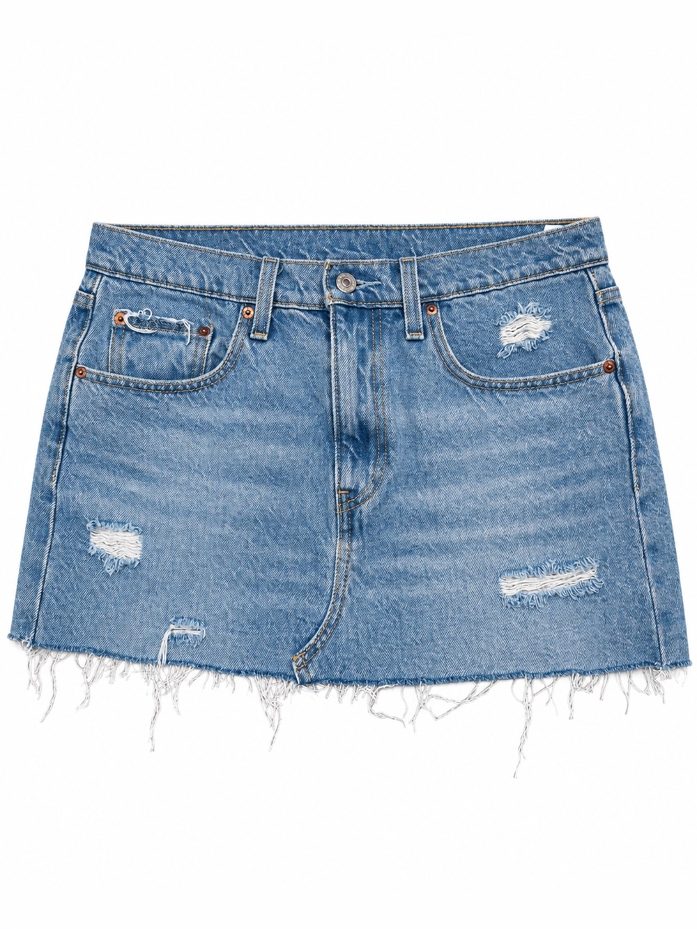 Levi's Light Blue Distressed Denim Mini Skirt